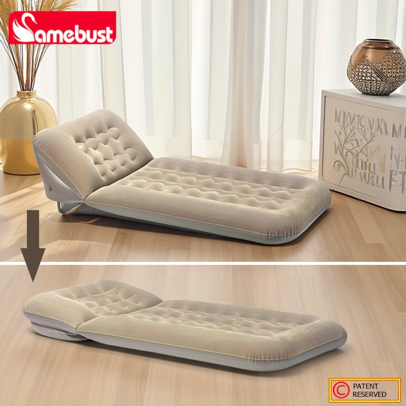 CAMEBUST Inflatable Flocking Sofa Adjustable Single Foldable Airbed Mattress for Home and Outdoor Relaxation