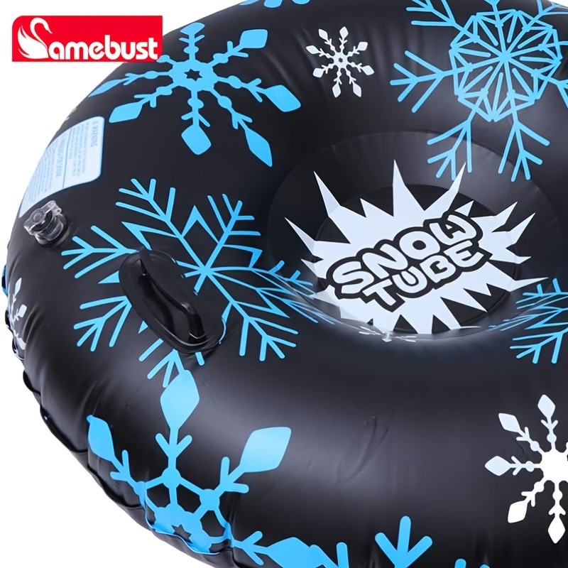 CAMEBUST 47-Inch Black Inflatable Snow Tube  Durable PVC White Snow Sled for Family Fun