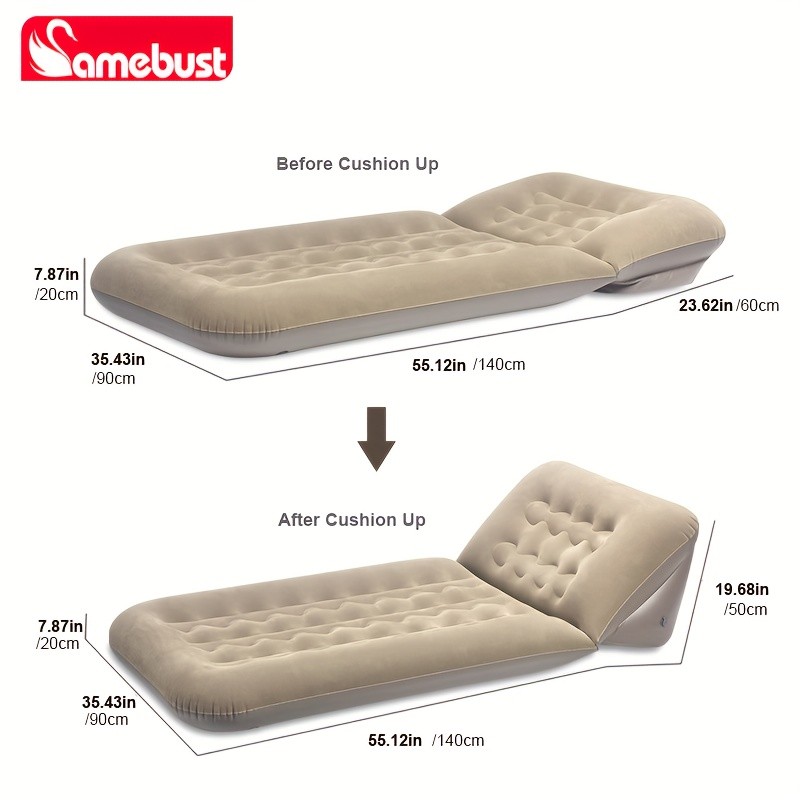 CAMEBUST Inflatable Flocked PVC Sofa  Single Foldable Air Mattress for Home and Outdoor Use