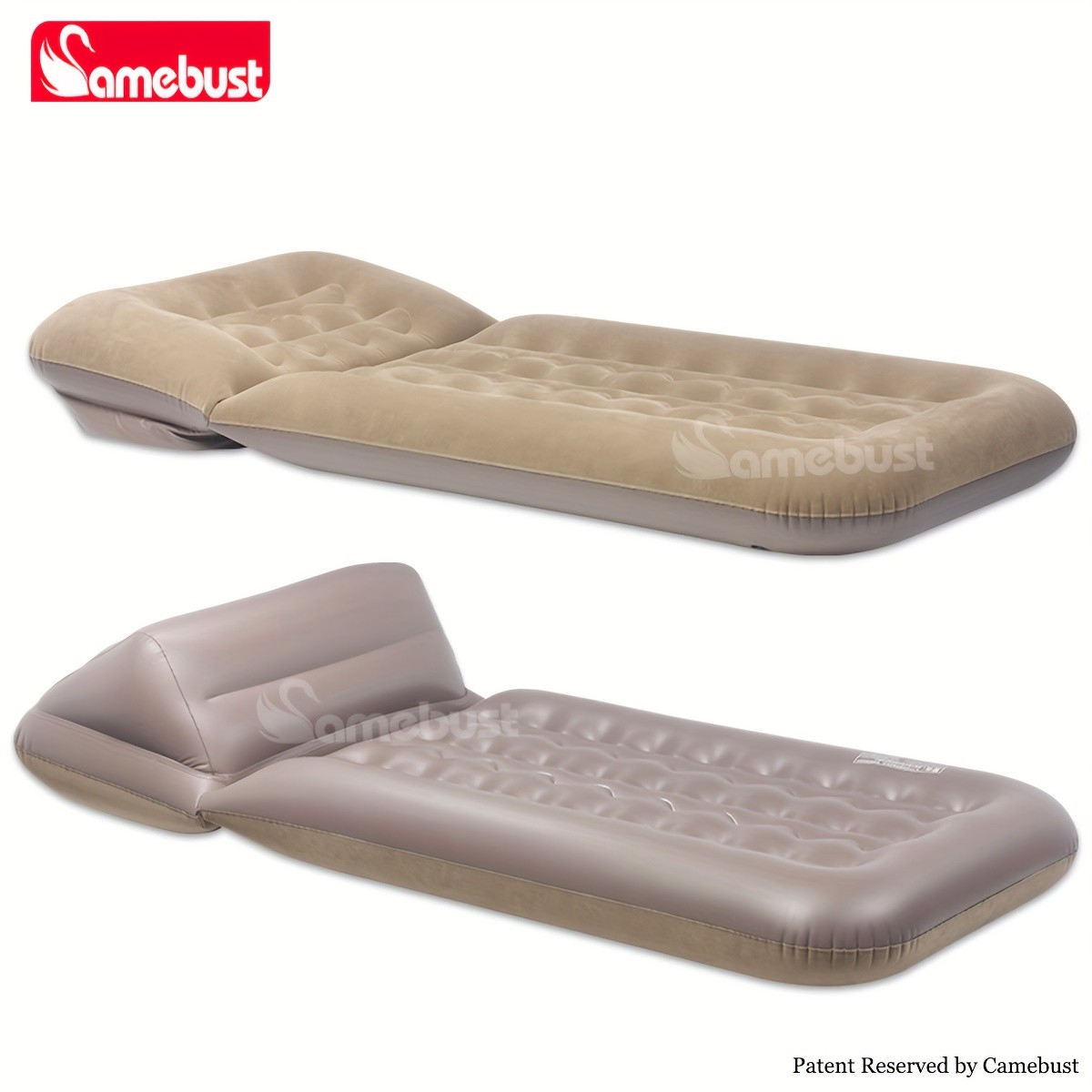 CAMEBUST Inflatable Flocked PVC Sofa  Single Foldable Air Mattress for Home and Outdoor Use