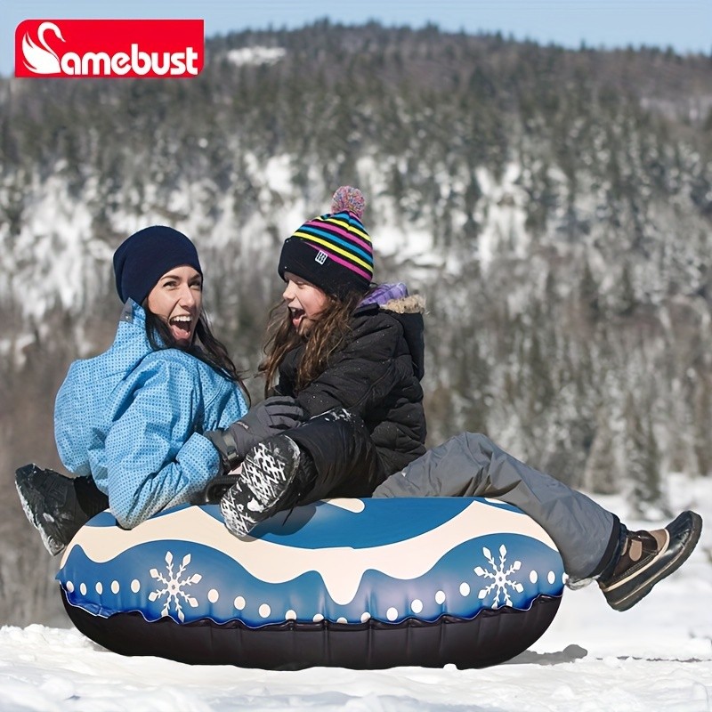 CAMEBUST 119.38cm Inflatable Snow Tube with Dual Handles  Heavy-Duty Snow Sled for Winter Fun