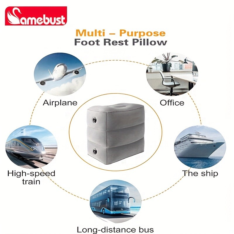 CAMEBUST Inflatable Foot Rest Pillow Adjustable Cushion for Travel, Airplane, and Car Comfort