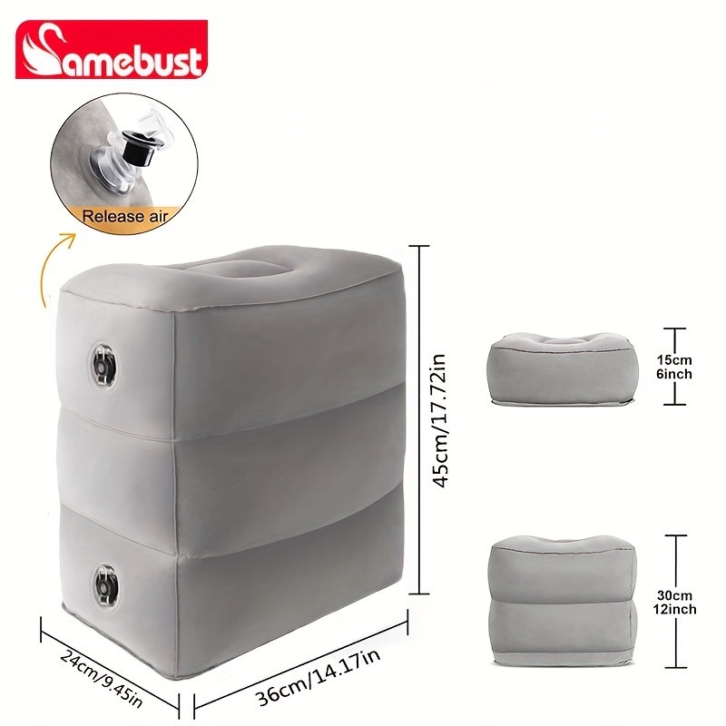 CAMEBUST Inflatable Foot Rest Pillow Adjustable Cushion for Travel, Airplane, and Car Comfort