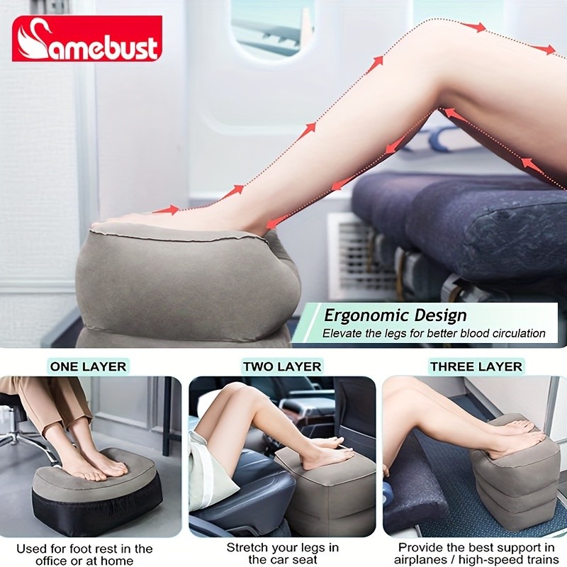 CAMEBUST Inflatable Foot Rest Pillow Adjustable Cushion for Travel, Airplane, and Car Comfort