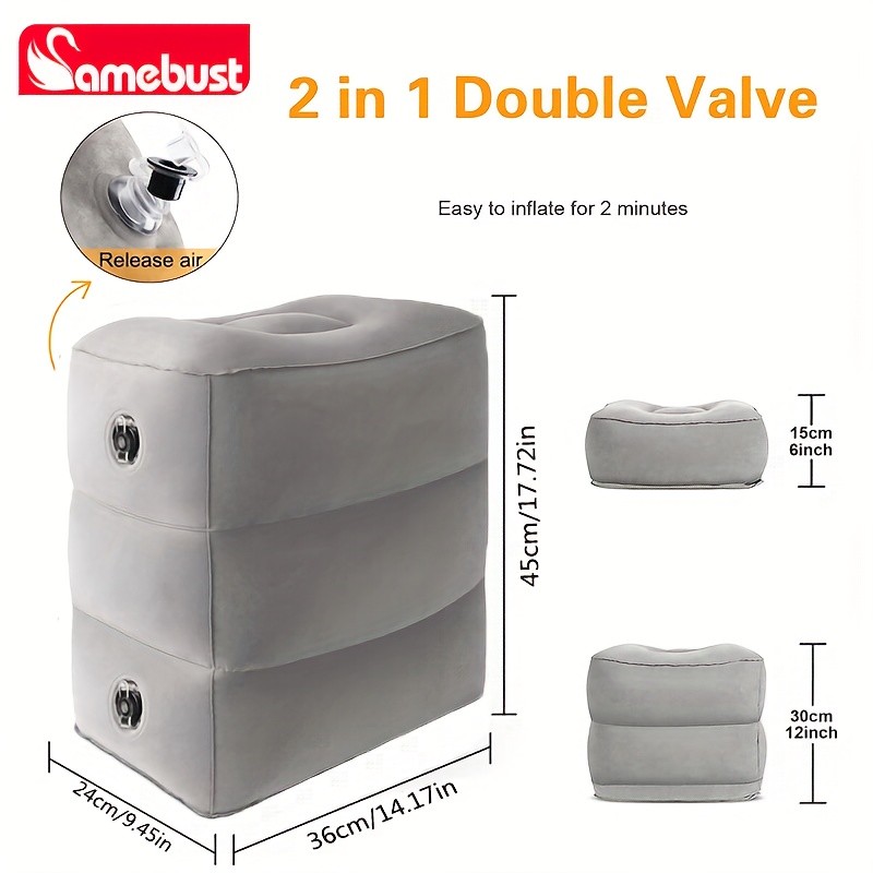 CAMEBUST Inflatable Foot Rest Cushion Adjustable Travel Pillow for Cars, Trains, and Airplanes