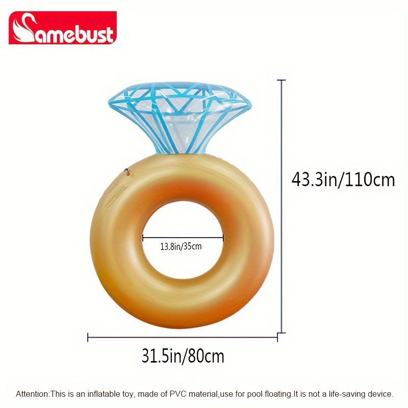 CAMEBUST Inflatable Ring Pool Float  Golden PVC Swim Ring for Poolside Relaxation