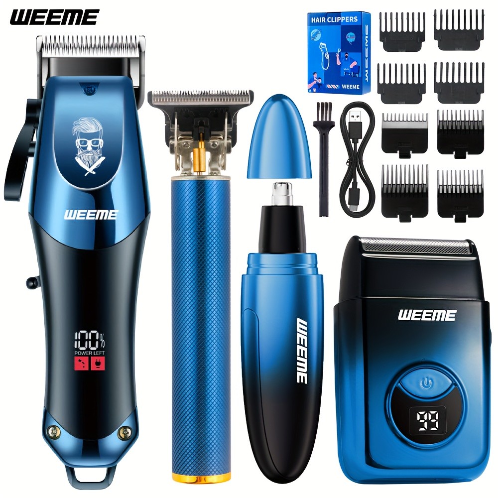 WEEME 4pcs Set Mens Electric Hair Trimmer