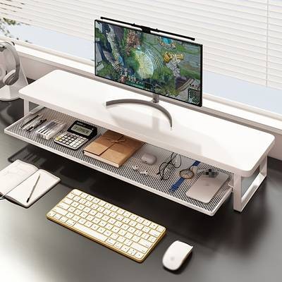PMMJ Dual-Layer Computer Stand with Drawers  Space-Saving Monitor Stand with Enhanced Airflow and Storage