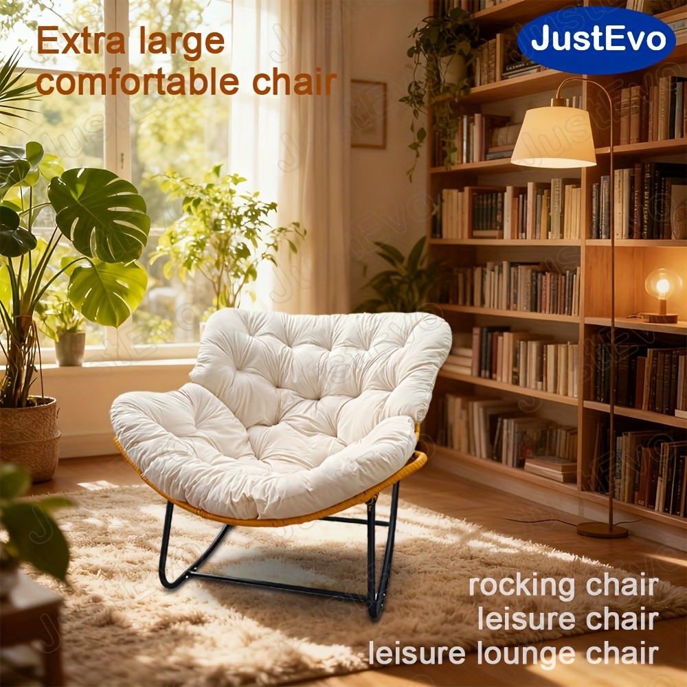 JUSTEVO Extra Large Comfortable Rocking Chair Ergonomic Recliner with Adjustable Headrest for Ultimate Relaxation