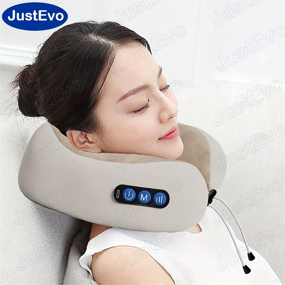 JUSTEVO Portable U-Shaped Memory Foam Acupressure Massager Pillow Comfortable Neck Relief with Acupressure for Home and Car Use