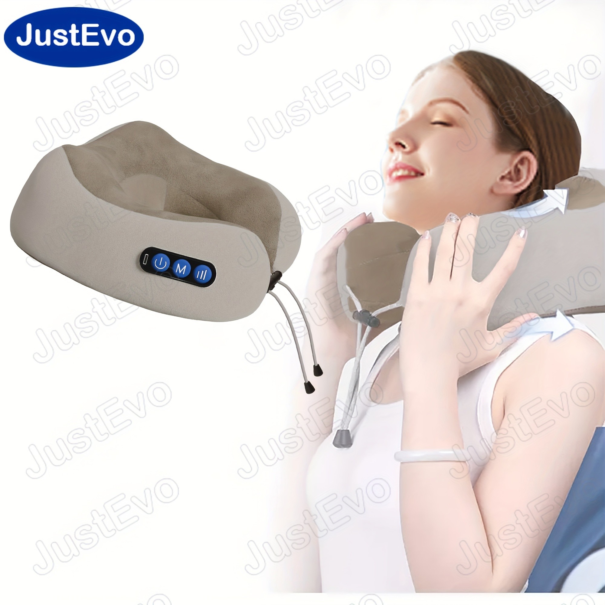 JUSTEVO Electric Neck Massage Pillow  Perfect Neck Relief for Travel, Office, and On-the-Go