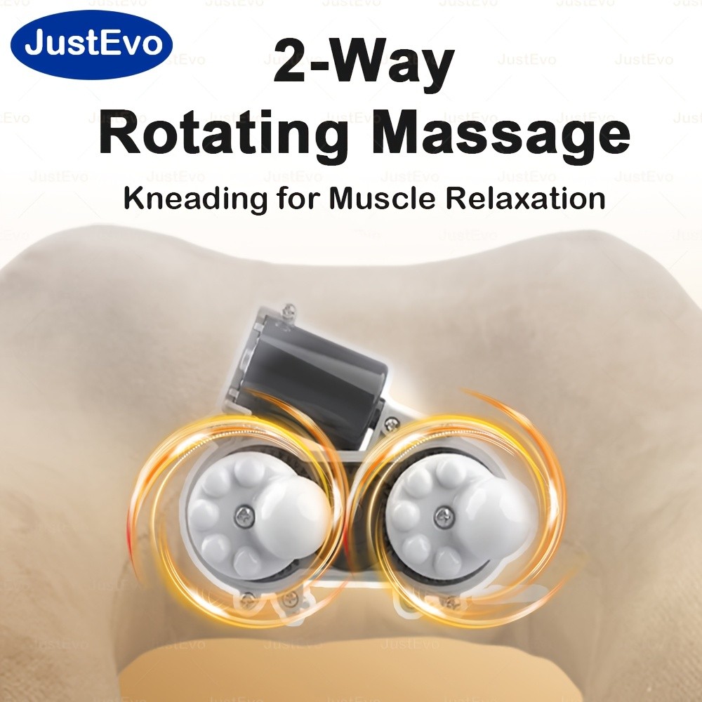 JUSTEVO 3D Kneading Neck Massage Pillow  Extra-Thick Memory Foam for Ultimate Comfort and Relaxation