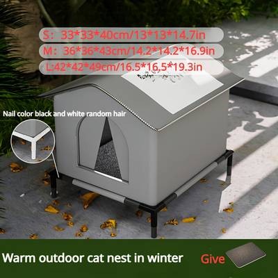 KEMORELA Classic Style Outdoor Cat House  All-Season Enclosed Pet Shelter with Warm Mats