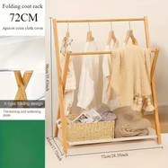 FARIDABIO Foldable Wooden Coat Rack  Freestanding Multipurpose Valet Stand with Basket