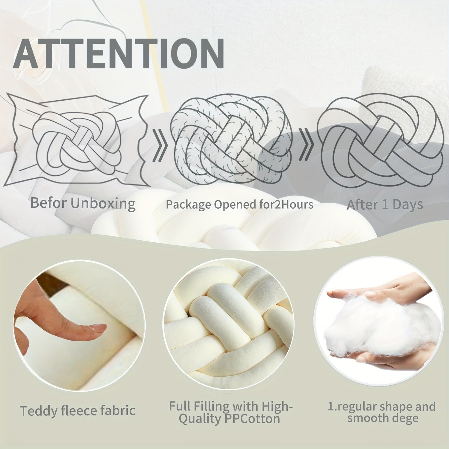 YLBKIKR Soft & Stylish Knotted Throw Pillow  Geometric Design and Washable Polyester Cushion for Sofa and Bedroom Decor