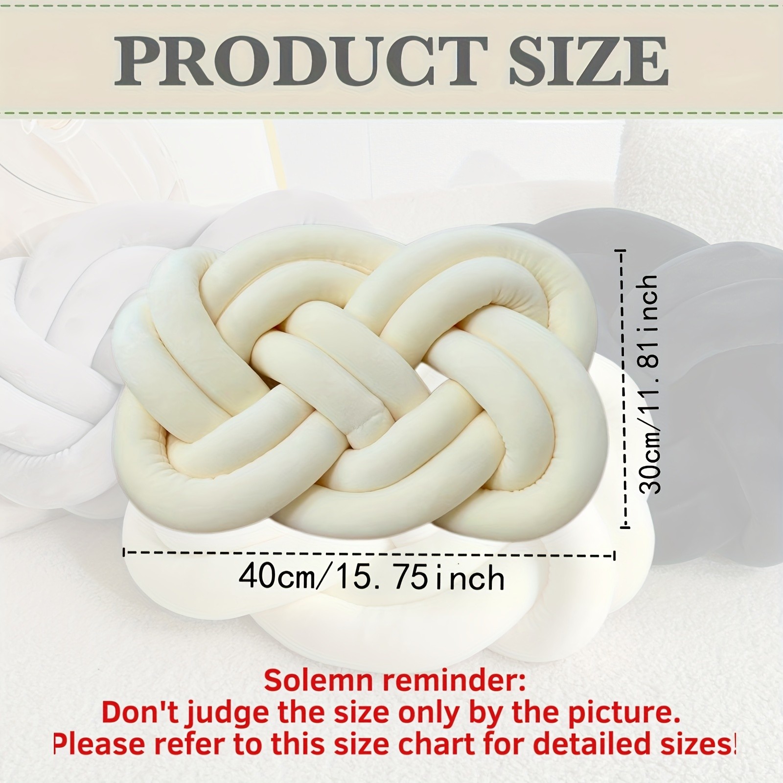 YLBKIKR Soft & Stylish Knotted Throw Pillow  Geometric Design and Washable Polyester Cushion for Sofa and Bedroom Decor