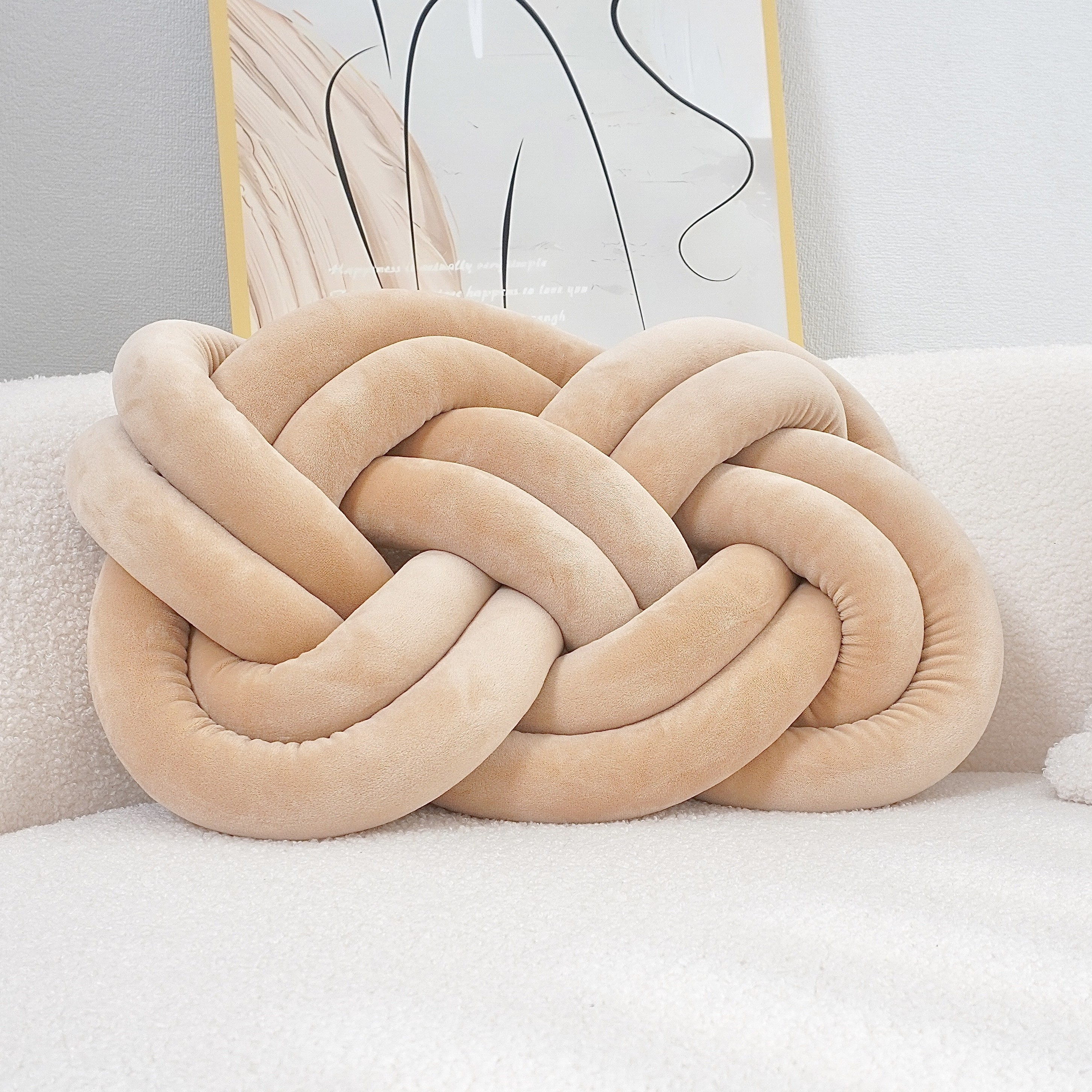 YLBKIKR Soft & Stylish Knotted Throw Pillow  Geometric Design and Washable Polyester Cushion for Sofa and Bedroom Decor