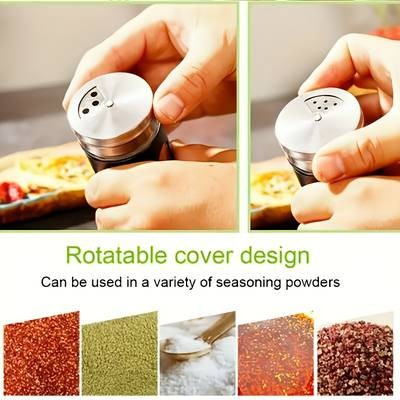 Faridabio 12pcs Stainless Steel Seasoning Jars with Glass Lids  Durable Spice & Salt Shakers for BBQ and Cooking