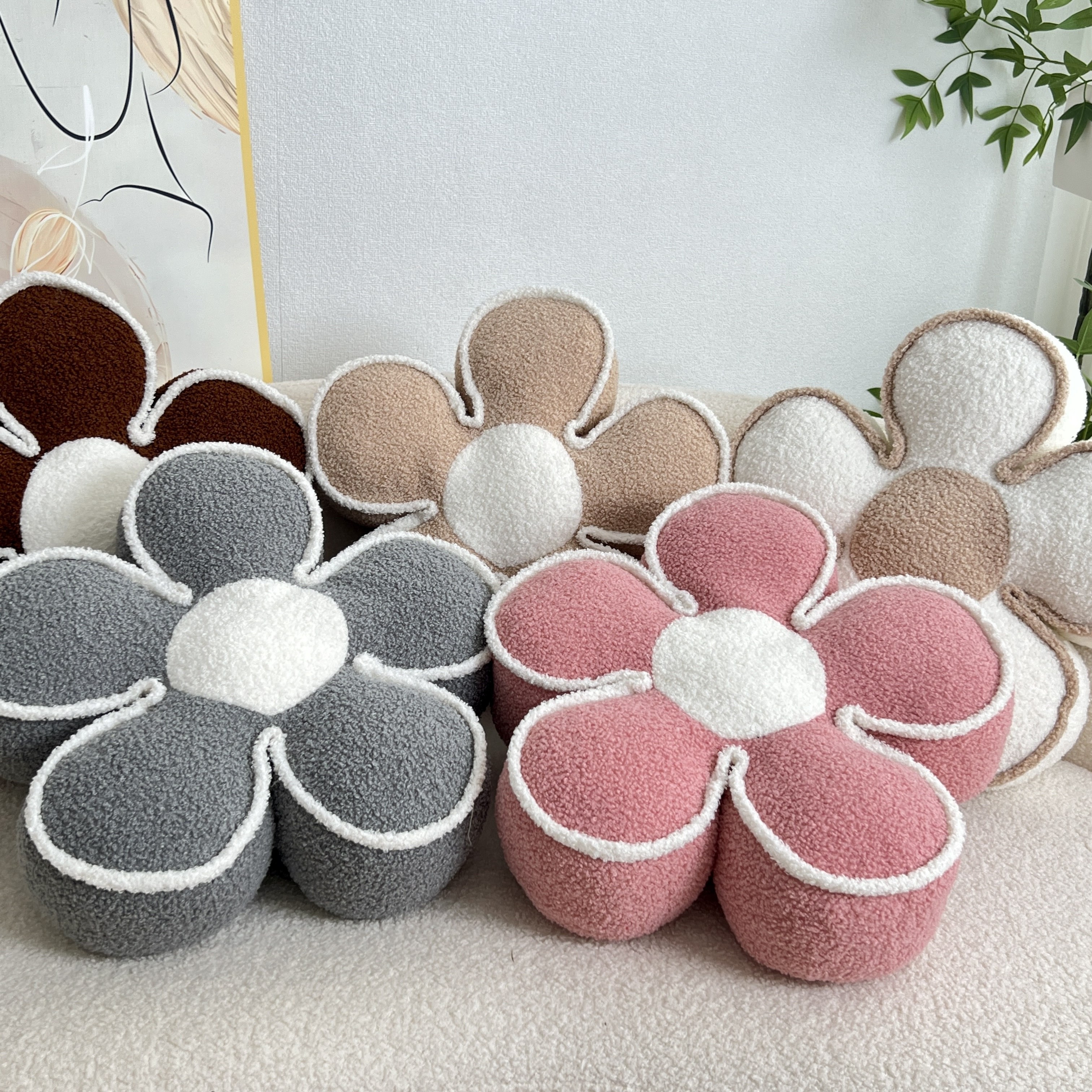 YLBKIKR Chic Geometric Flower Throw Pillow  Soft and Washable Cushion for Bed and Sofa Decor