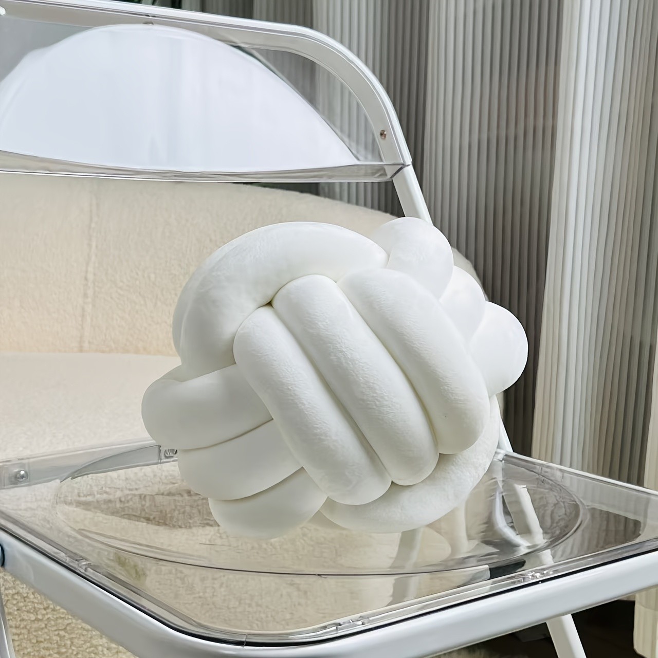 YLBKIKR Handwoven Knot Ball Pillow Soft, Quilted Texture for Sofa, Bed, and Chair Comfort with Minimalist Boho Style