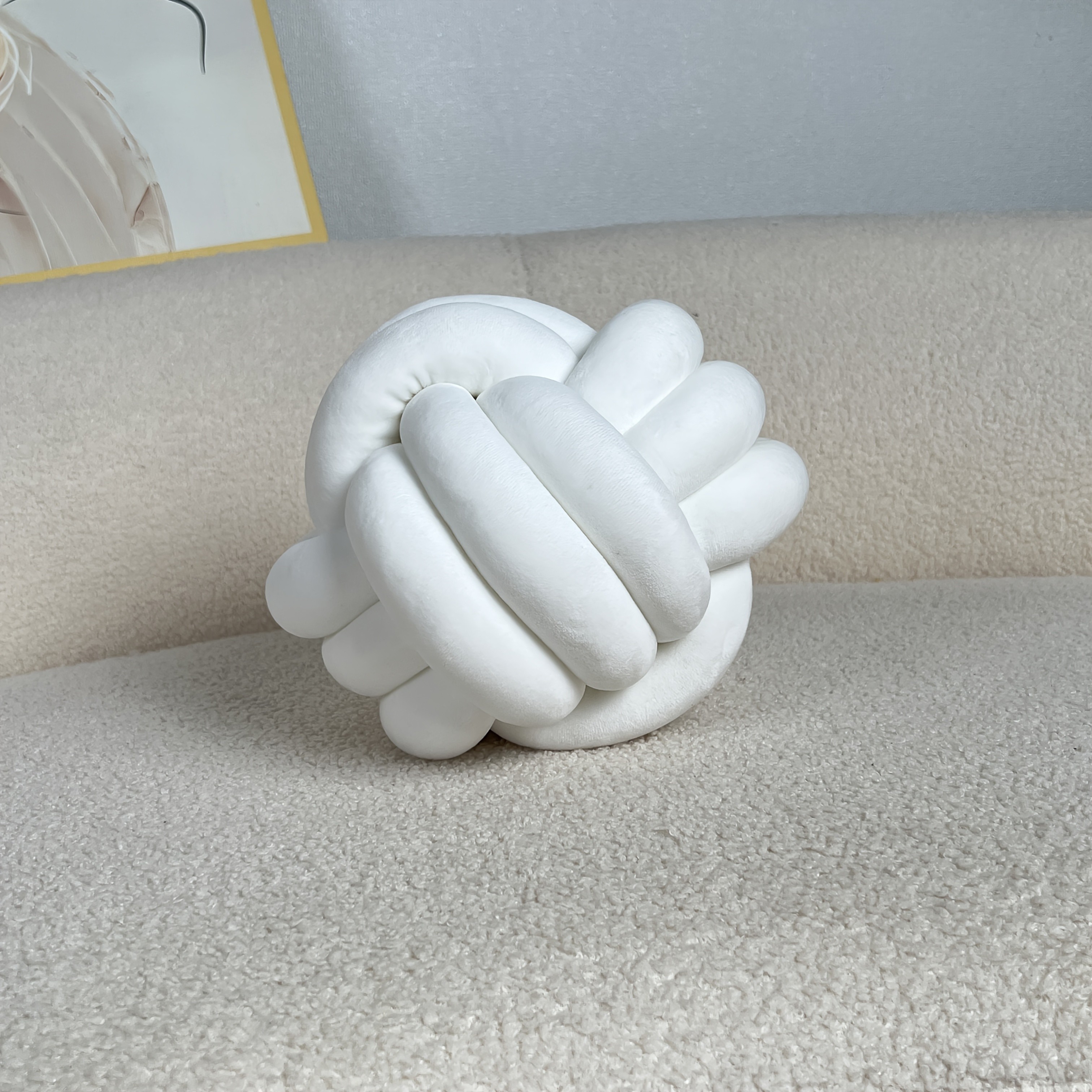 YLBKIKR Handwoven Knot Ball Pillow Soft, Quilted Texture for Sofa, Bed, and Chair Comfort with Minimalist Boho Style