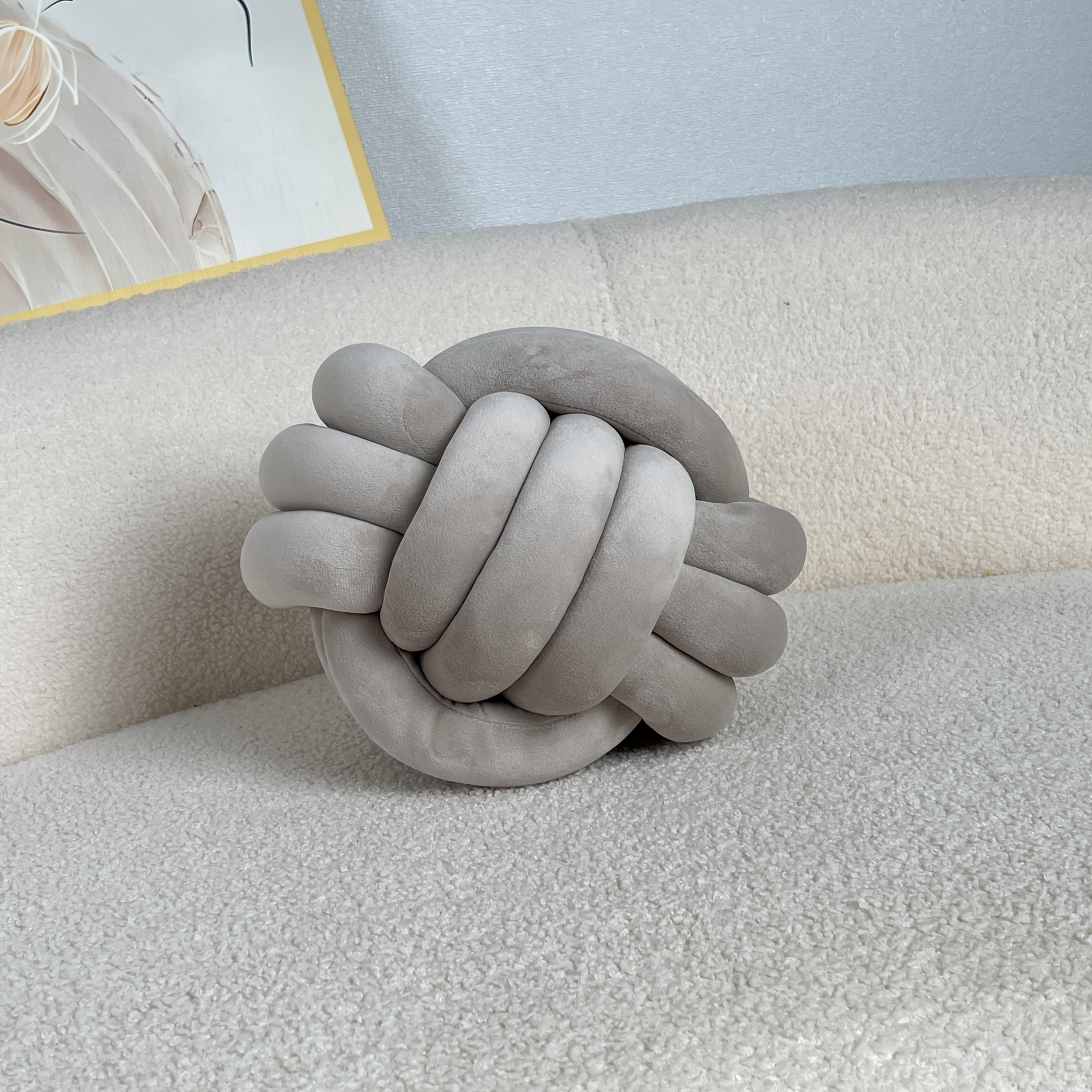 YLBKIKR Handwoven Knot Ball Pillow Soft, Quilted Texture for Sofa, Bed, and Chair Comfort with Minimalist Boho Style