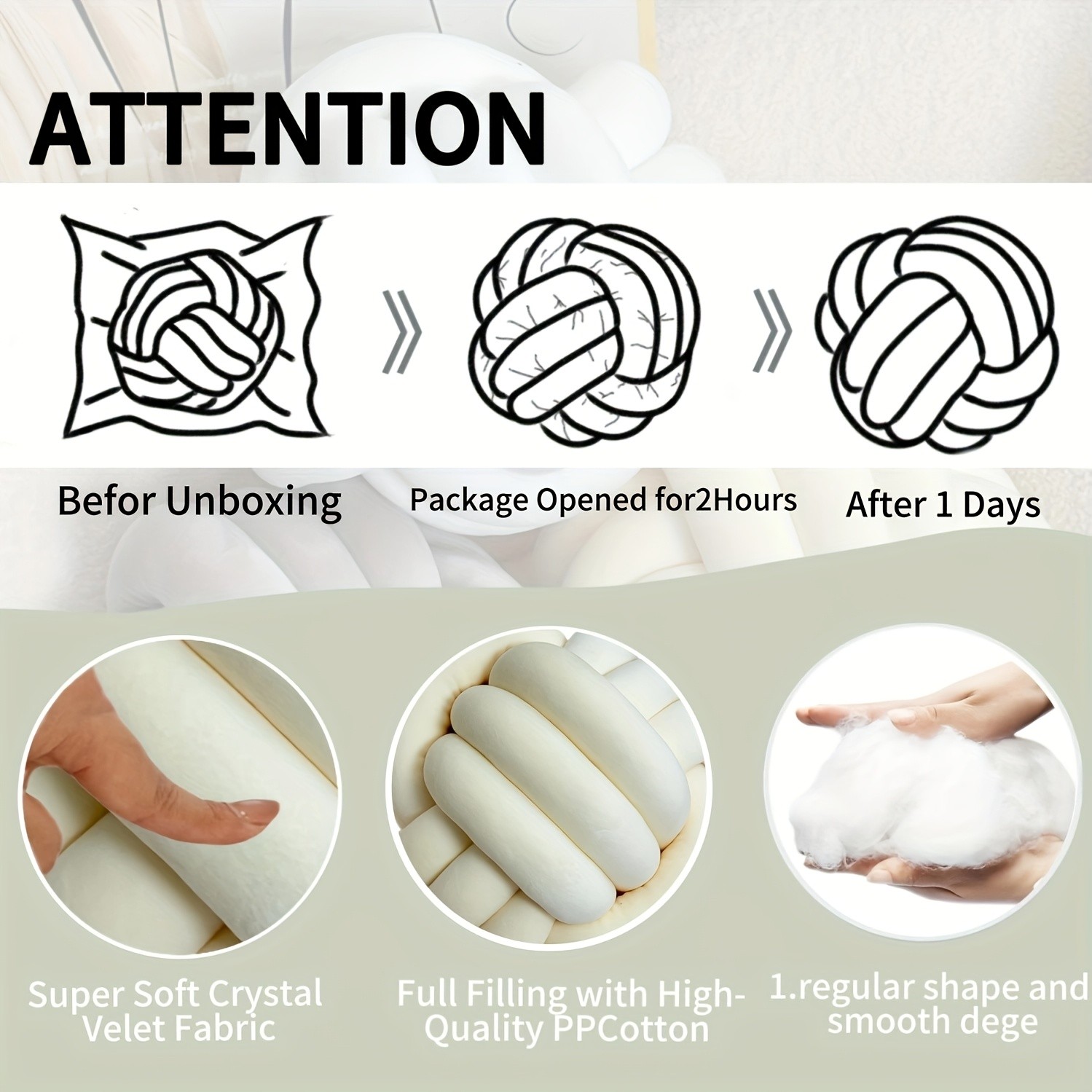 YLBKIKR Handwoven Knot Ball Pillow Soft, Quilted Texture for Sofa, Bed, and Chair Comfort with Minimalist Boho Style