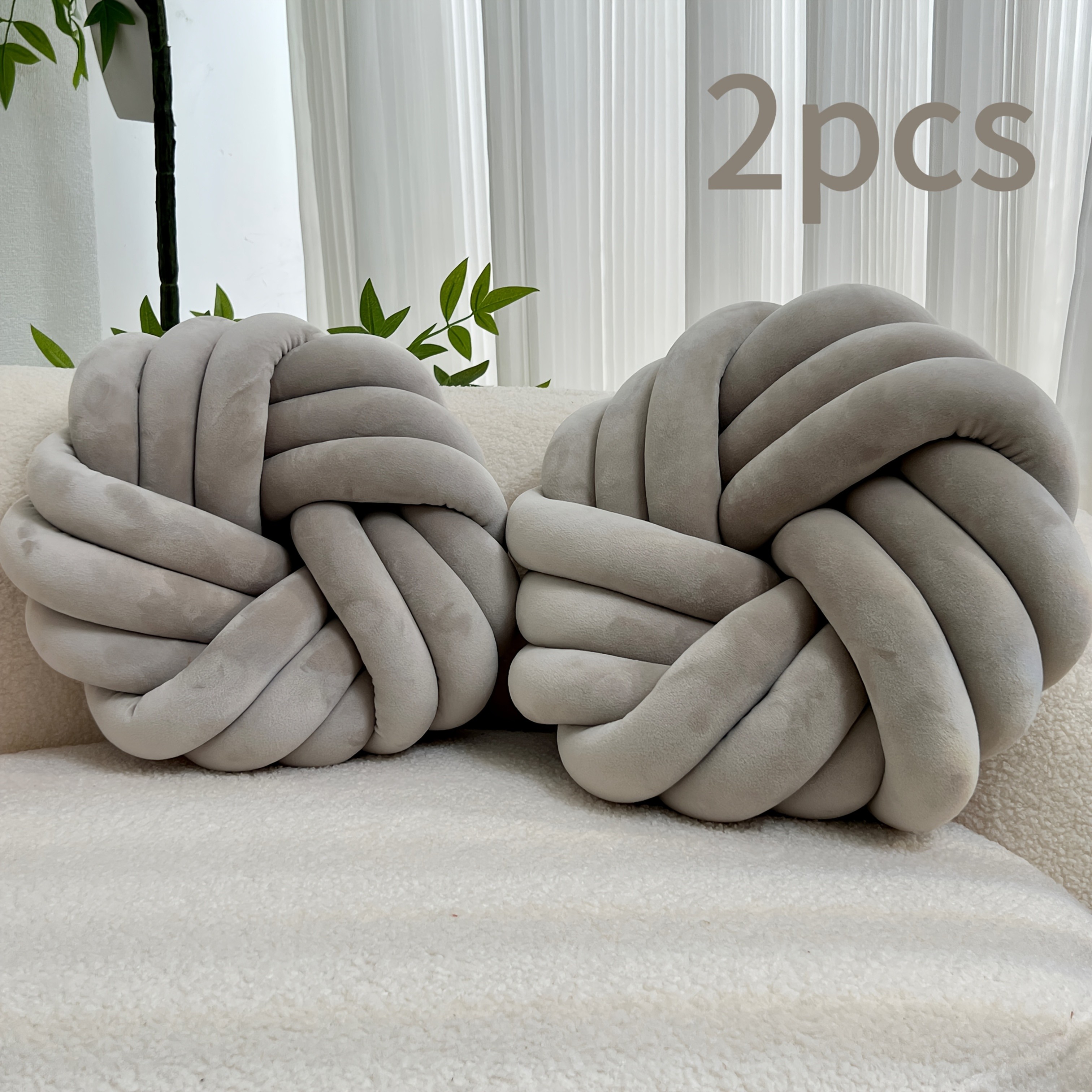 YLBKIKR 2pcs Minimalist White Knot Decorative Pillows  Soft Plush Cushions with Tissue Holder for Versatile Home Decor