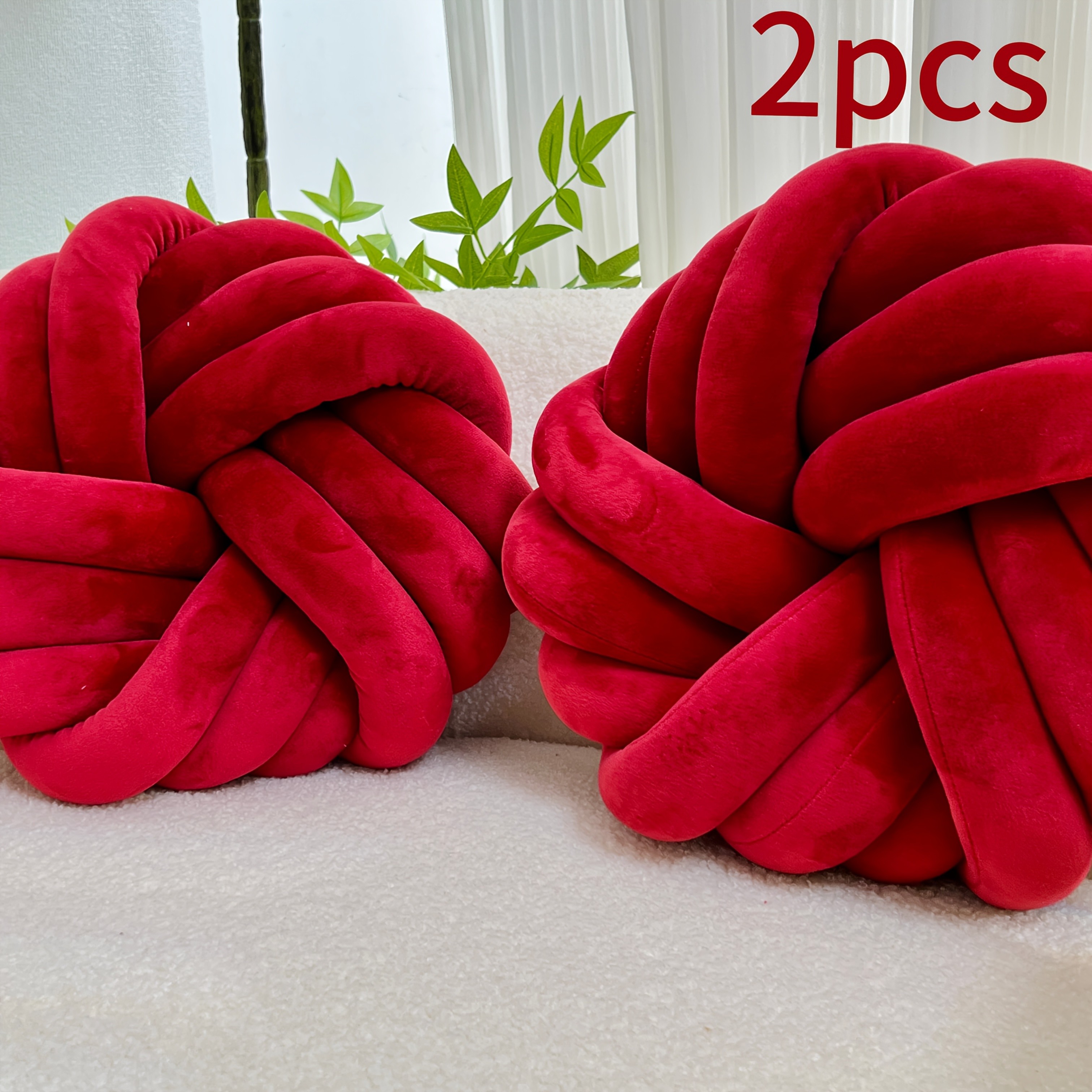 YLBKIKR 2pcs Minimalist White Knot Decorative Pillows  Soft Plush Cushions with Tissue Holder for Versatile Home Decor
