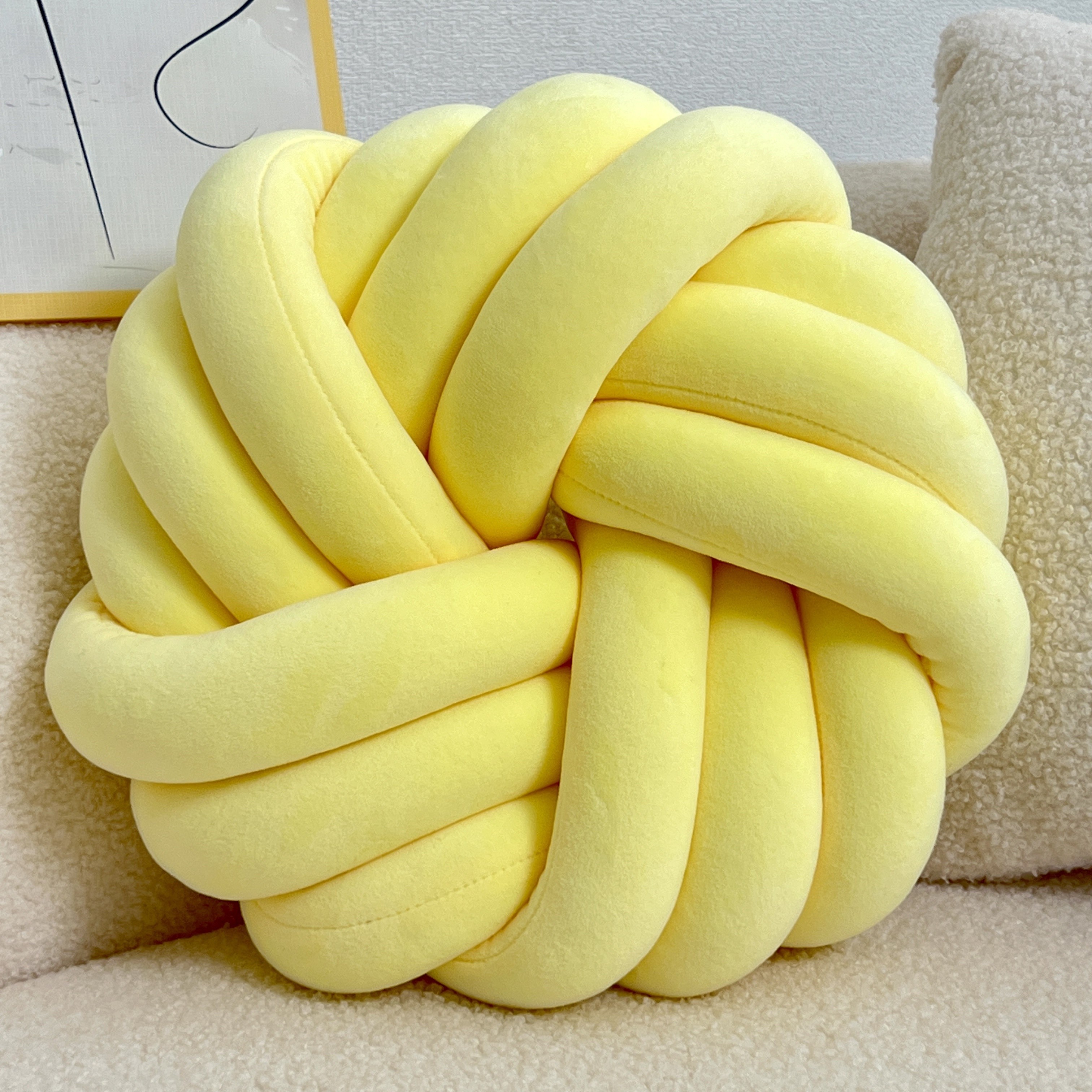 YLBKIKR Handmade Soft Plush Knot Throw Pillow  Multi-Color Modern Minimalist Cushion for Sofa, Bed, and Chair Accent