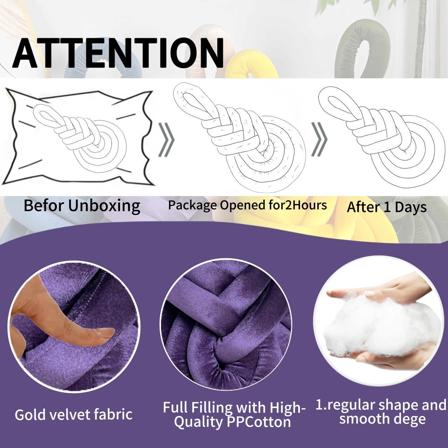 YLBKIKR Handwoven Plush Short-Hair Cushion  Luxury Decorative Accent with Knot/Teardrop/Baroque Design for Sofa, Bed, and Chair