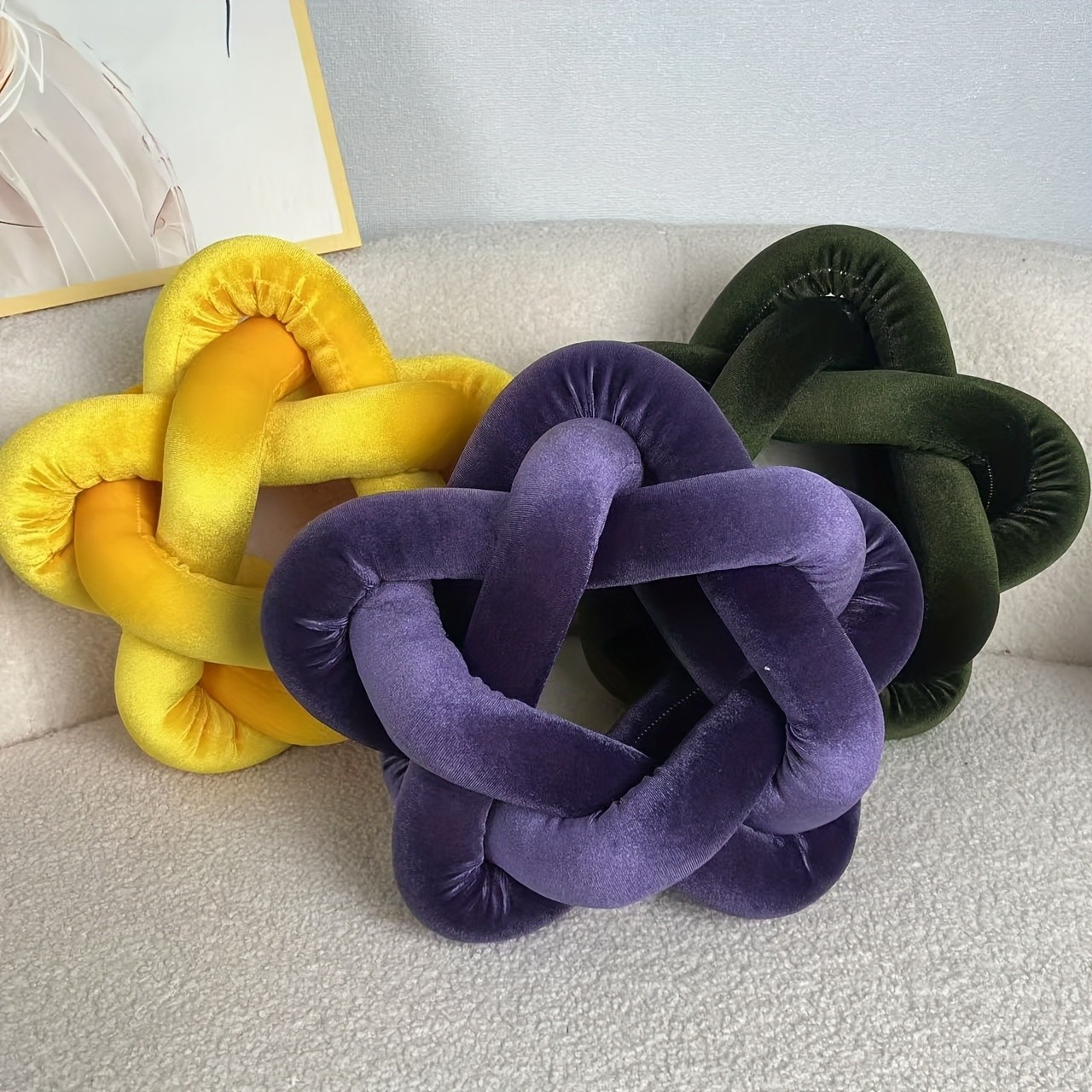 YLBKIKR Star-Knot Plush Throw Pillow  Soft and Stylish Geometric Design for Sofa, Bed, and Living Room Comfort