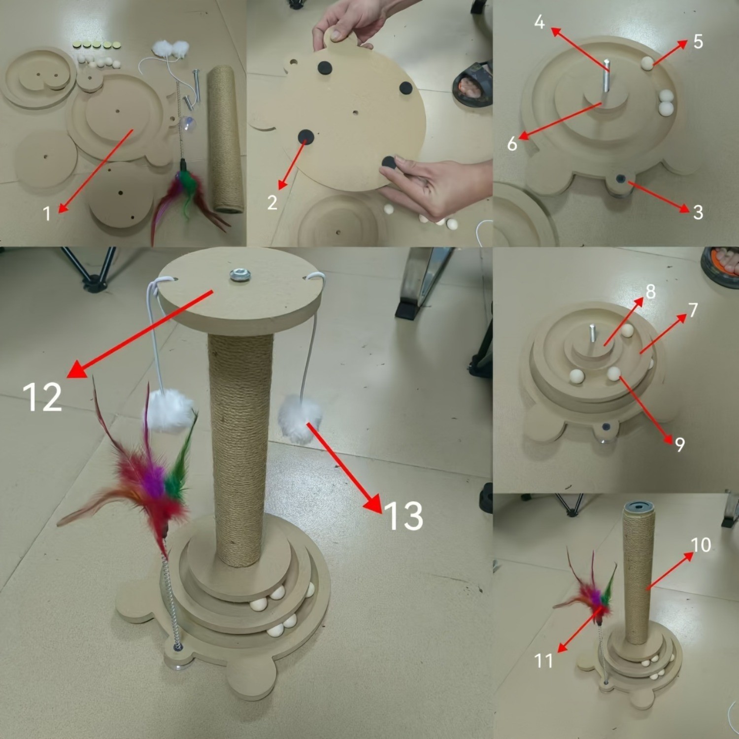 HAOZCL Interactive Cat Scratching Post Tower Durable, Multi-Functional Scratch Board with Ball Track and Hanging Toys for Endless Fun