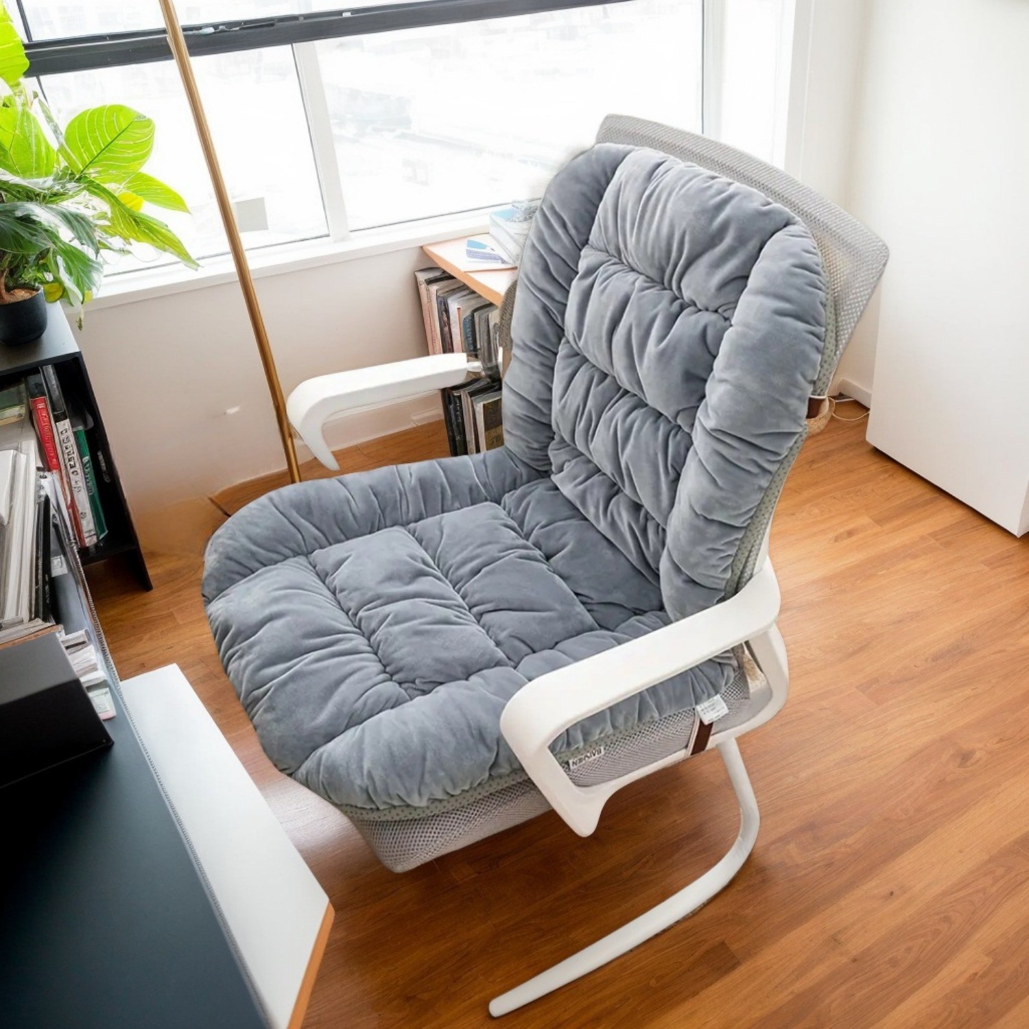 HAOZCL Ergonomic Office Chair Cushion with Integrated Backrest Thick, Washable Seat Pad for Comfort and Support