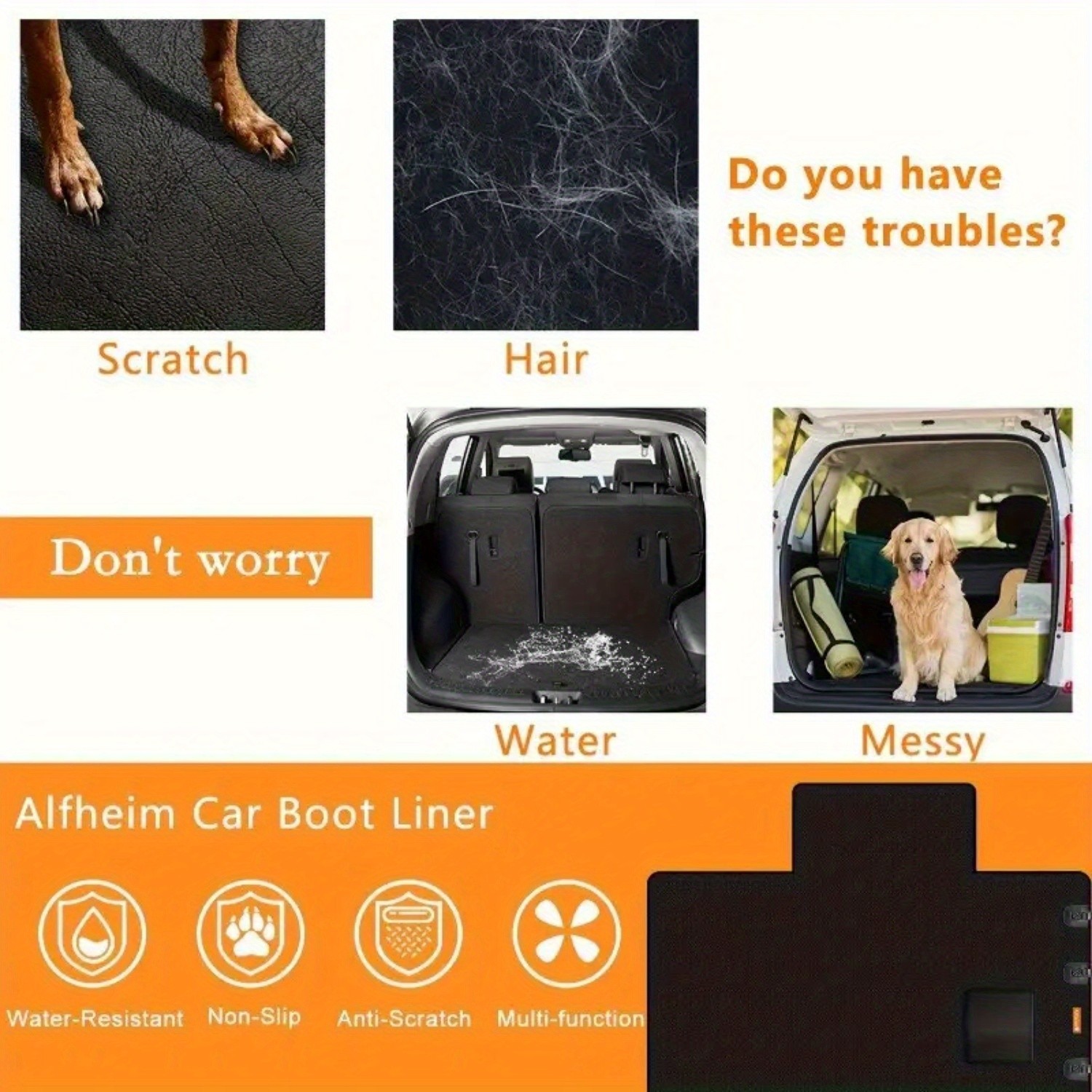 HAOZCL Waterproof & Non-Slip Dog Car Trunk Liner  Scratch-Resistant Pet Cargo Cover for Trucks & SUVs