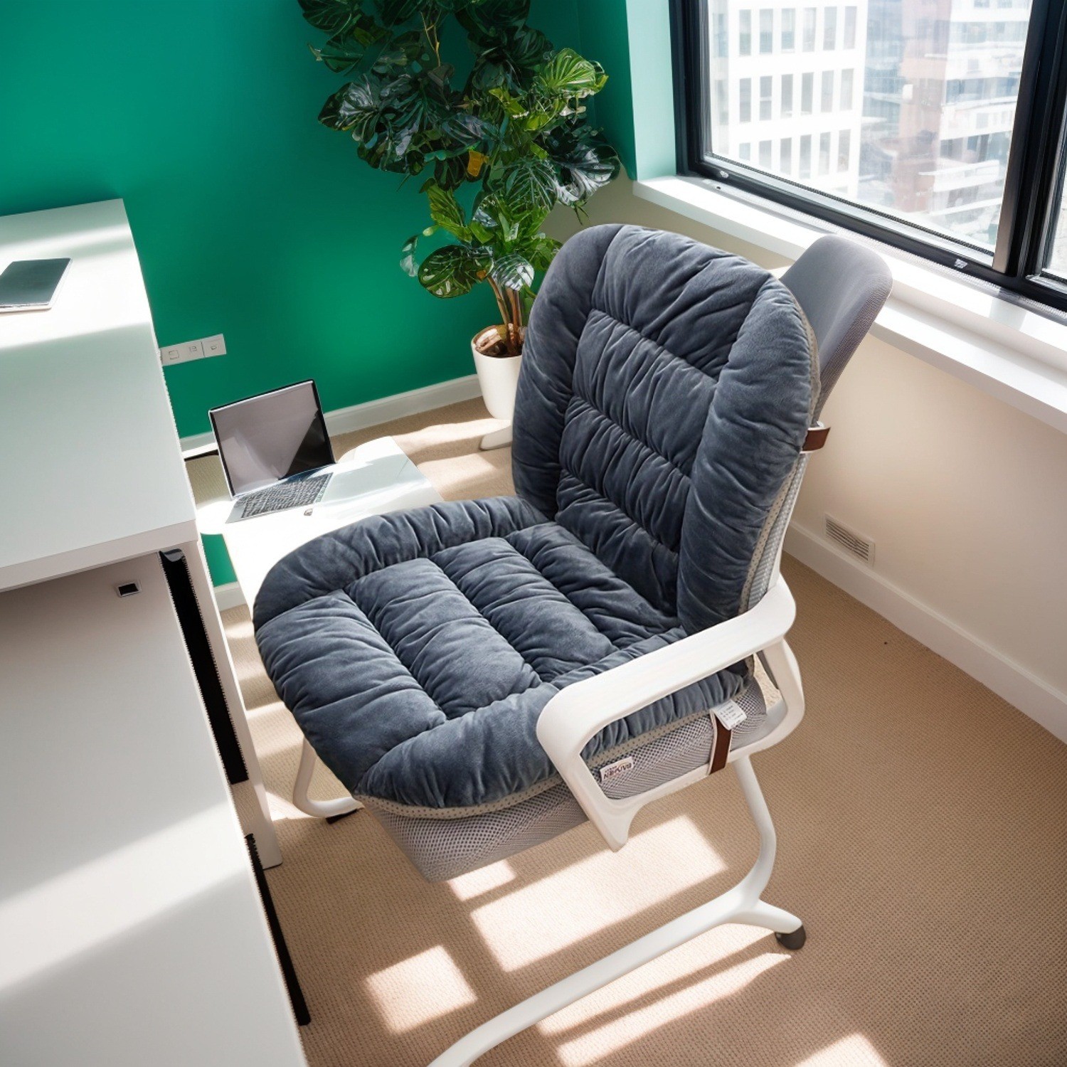 HAOZCL Ergonomic Seat Cushion with Backrest Support  Thick, Washable Comfort Pad for Car, Office, and Dining Chairs