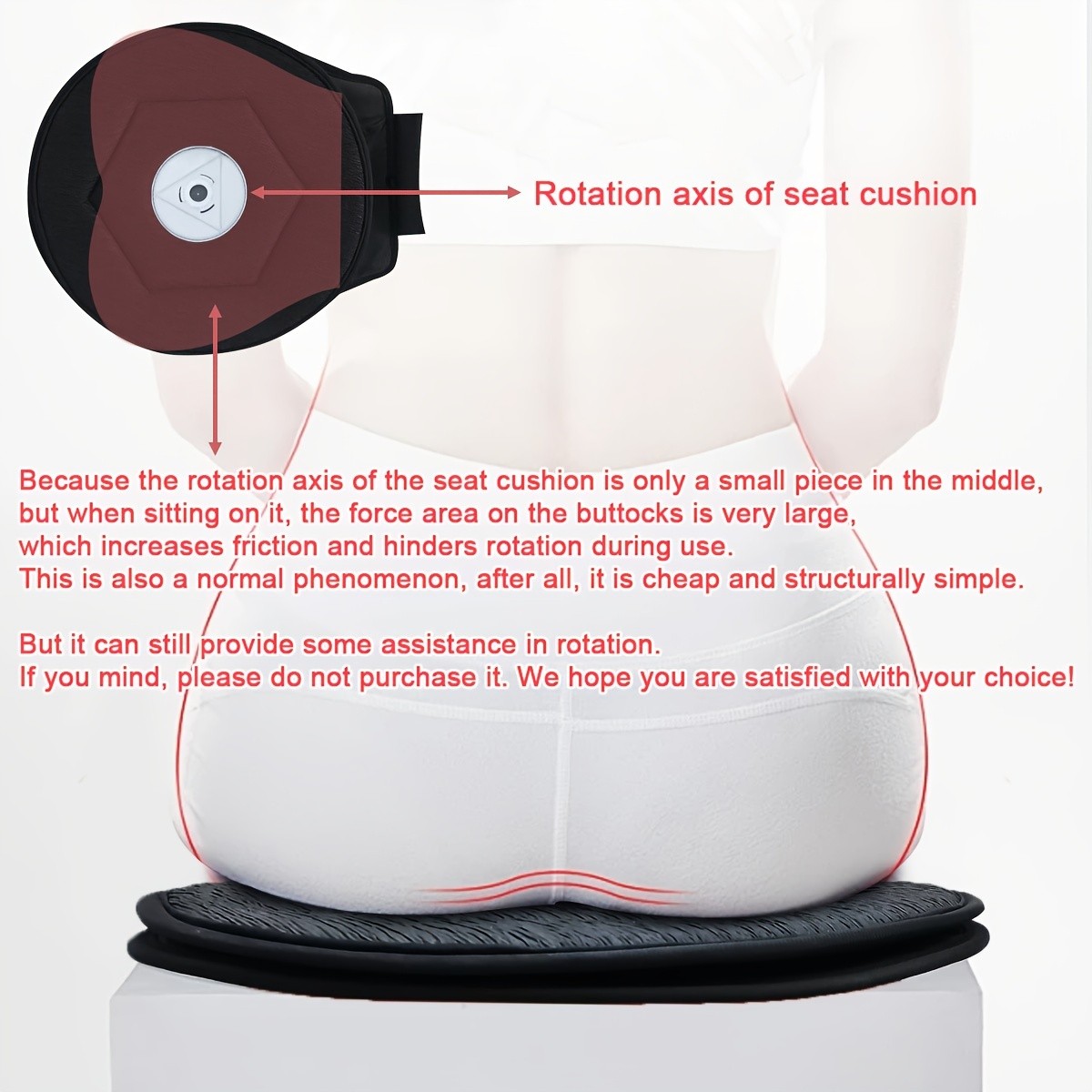 HAOZCL 360 Rotating Car Seat Cushion  Portable Anti-Slip Cushion with Easy Installation for Elderly, Pregnant, and Universal Use