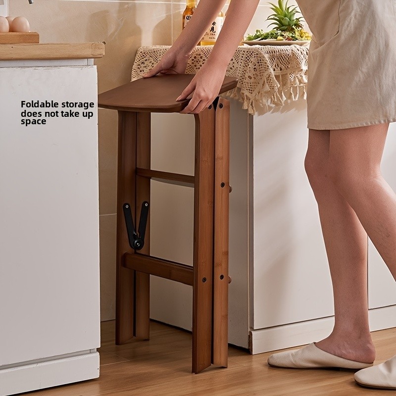 HAOZCL Multi-Functional 3-Tier Folding Step Stool Portable Ladder with Natural Finish for Home, Office, and Outdoor Use