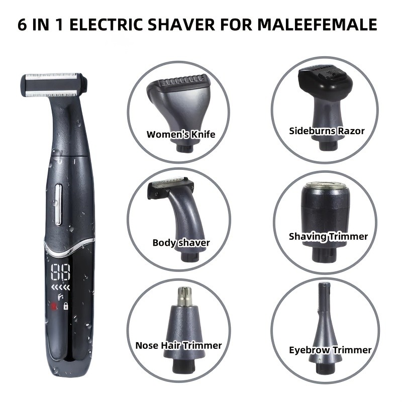 GZHJGOS 6-in-1 Electric Shaver and Body Trimmer