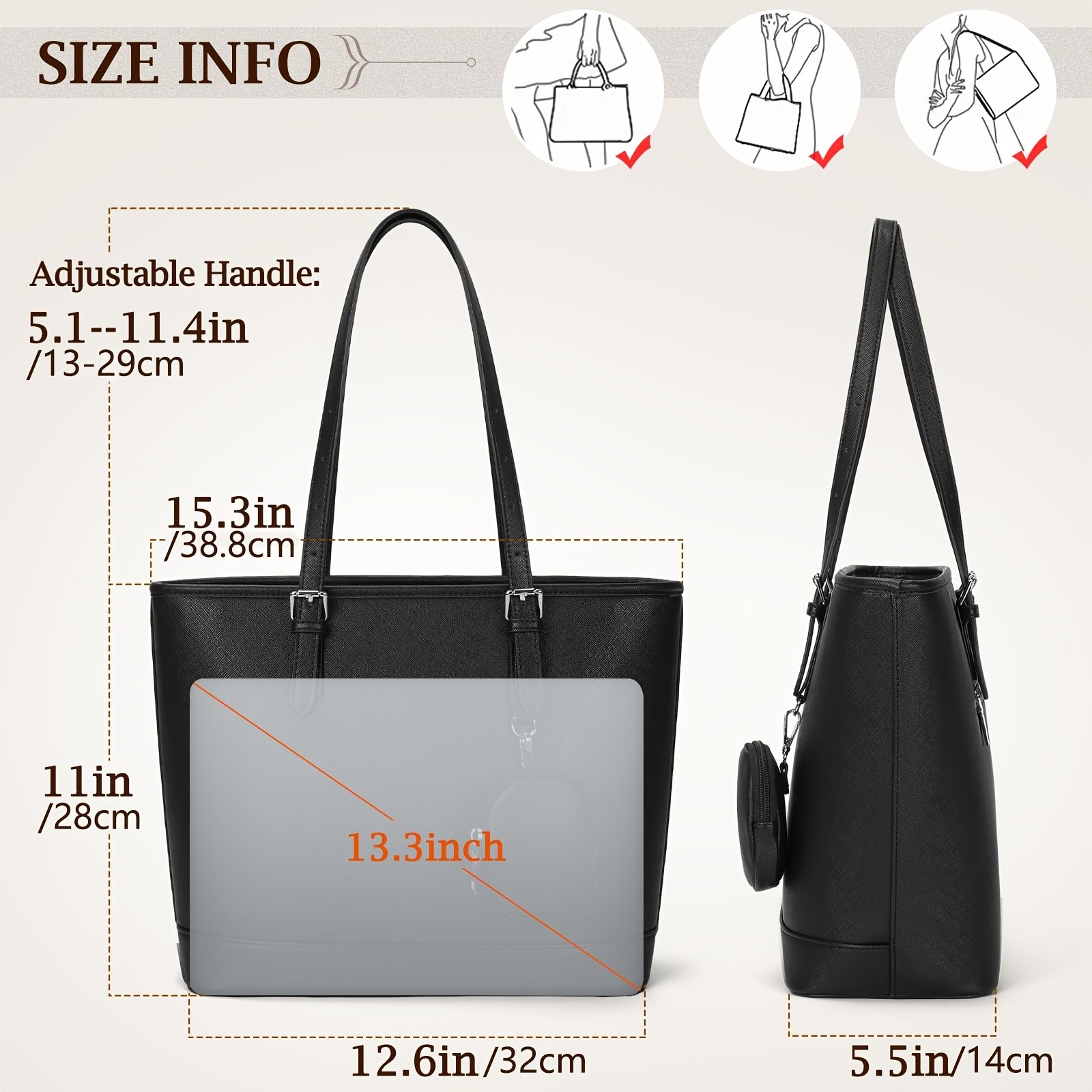 NEWHEY Womens Faux Leather Shoulder Bag  Spacious, Stylish, and TSA-Compliant for Everyday Essentials