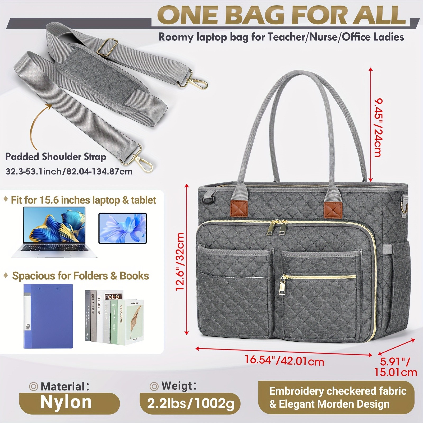 NEWHEY 39.62 cm Laptop Tote Bag for Women  Professional, Stylish, and Functional for Work and Travel
