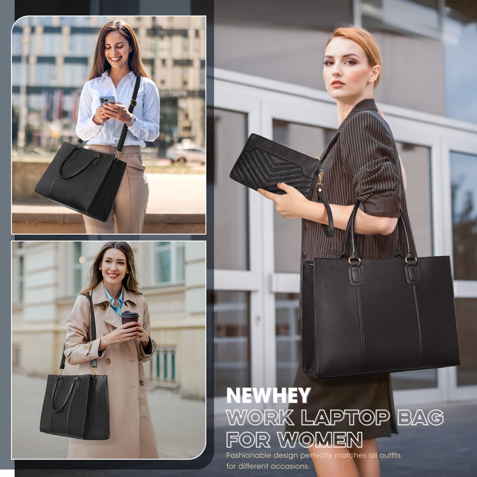 NEWHEY Womens 39.62 cm Laptop Tote Bag  Minimalist Style, Lightweight, and Professional for Office & Travel