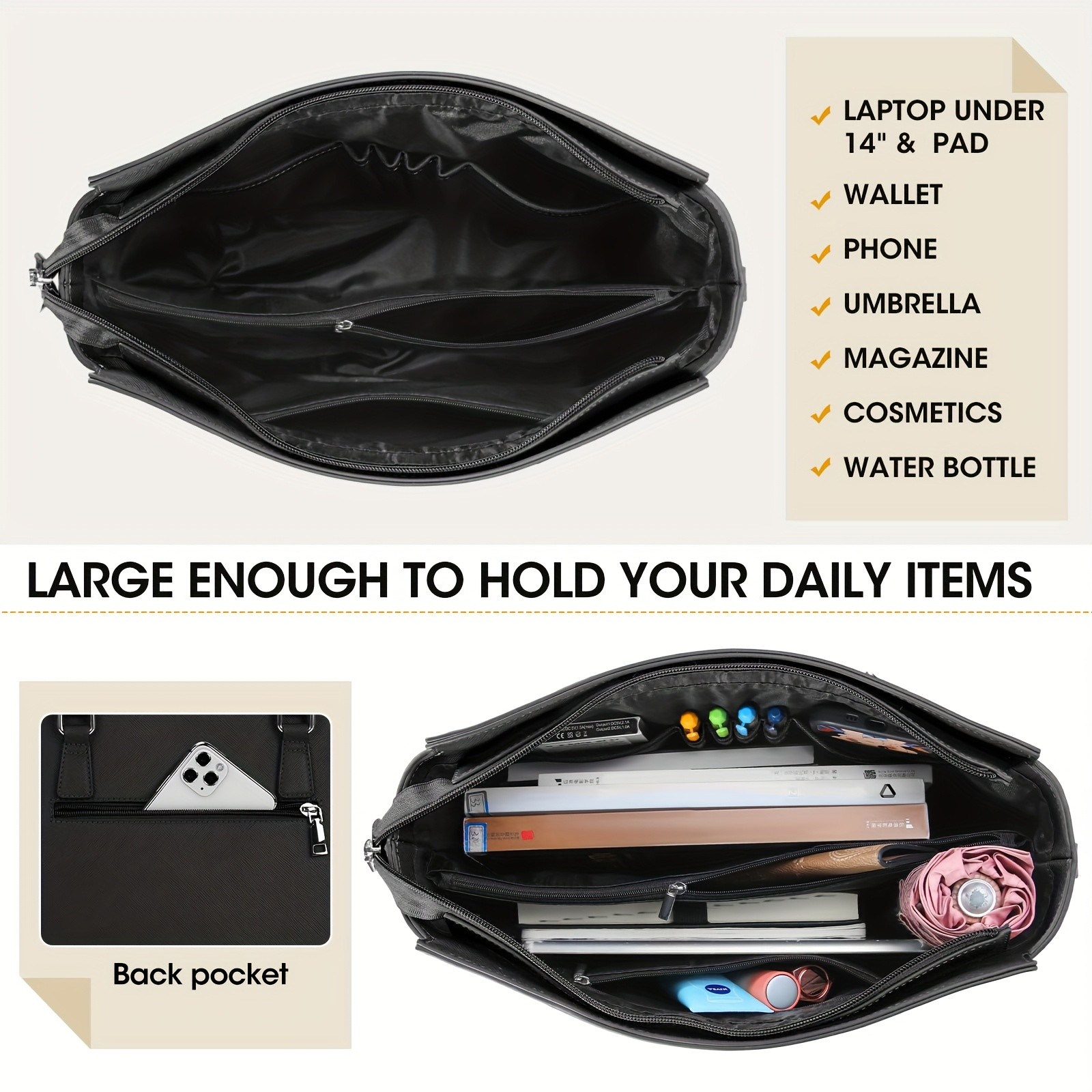 NEWHEY PU Leather Tote Bag for Women  Stylish, Durable, and Perfect for Work, Travel, and Everyday Use