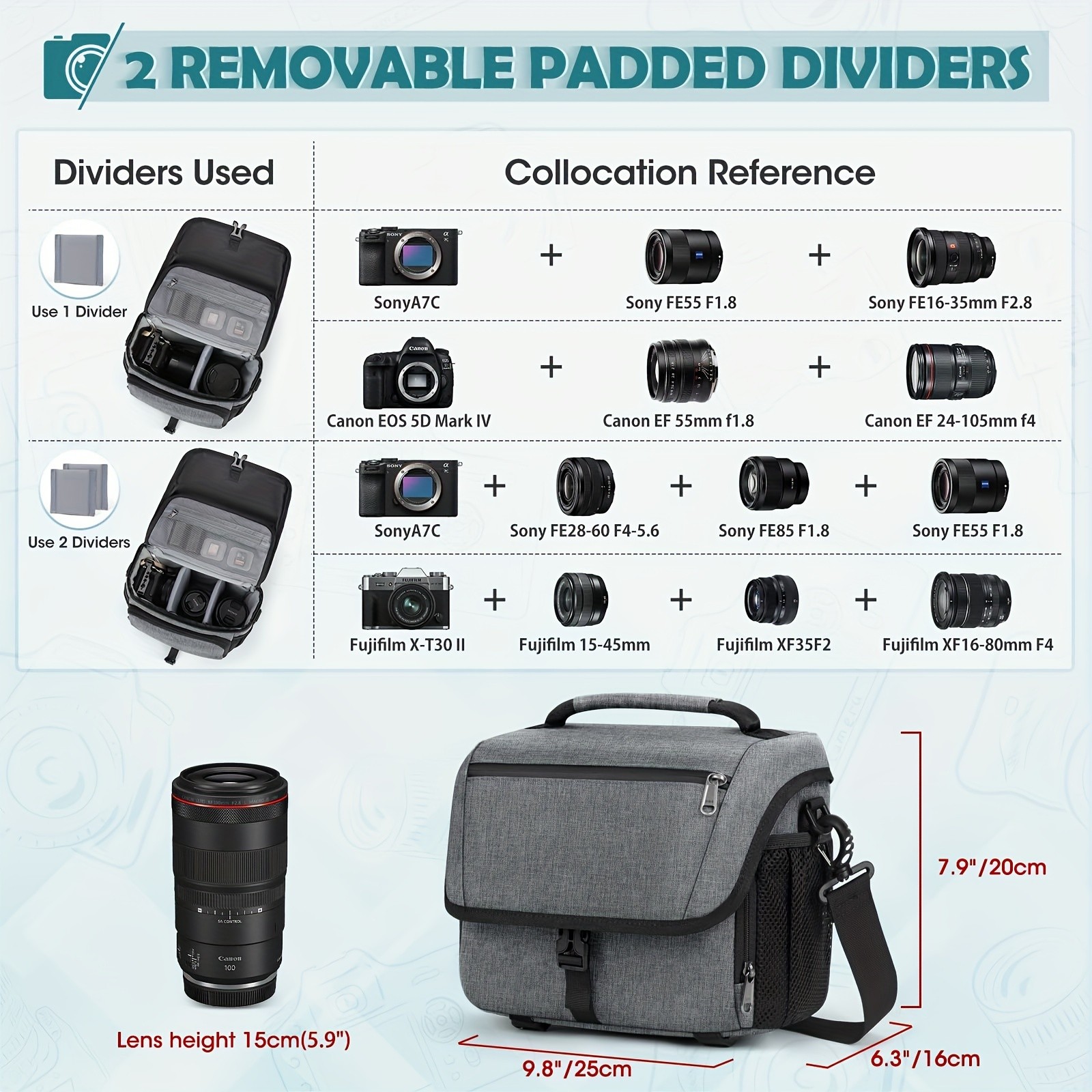 NEWHEY Camera Bag for DSLR, SLR, and Mirrorless Cameras  Durable and Waterproof with Tripod Holder for Outdoor Photography