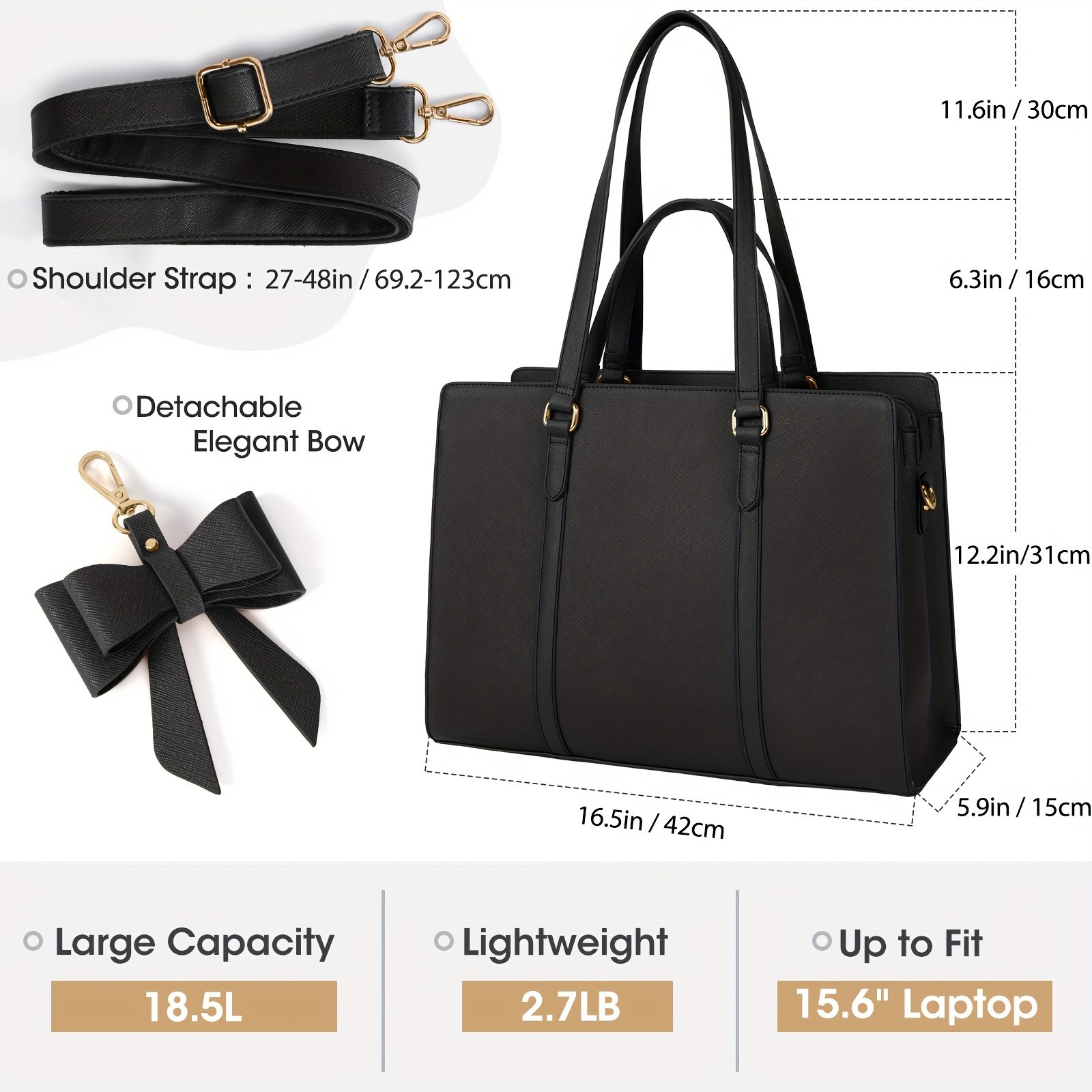 NEWHEY Elegant Black Laptop Bag for Women Stylish, Professional, and Perfect for Business and Work