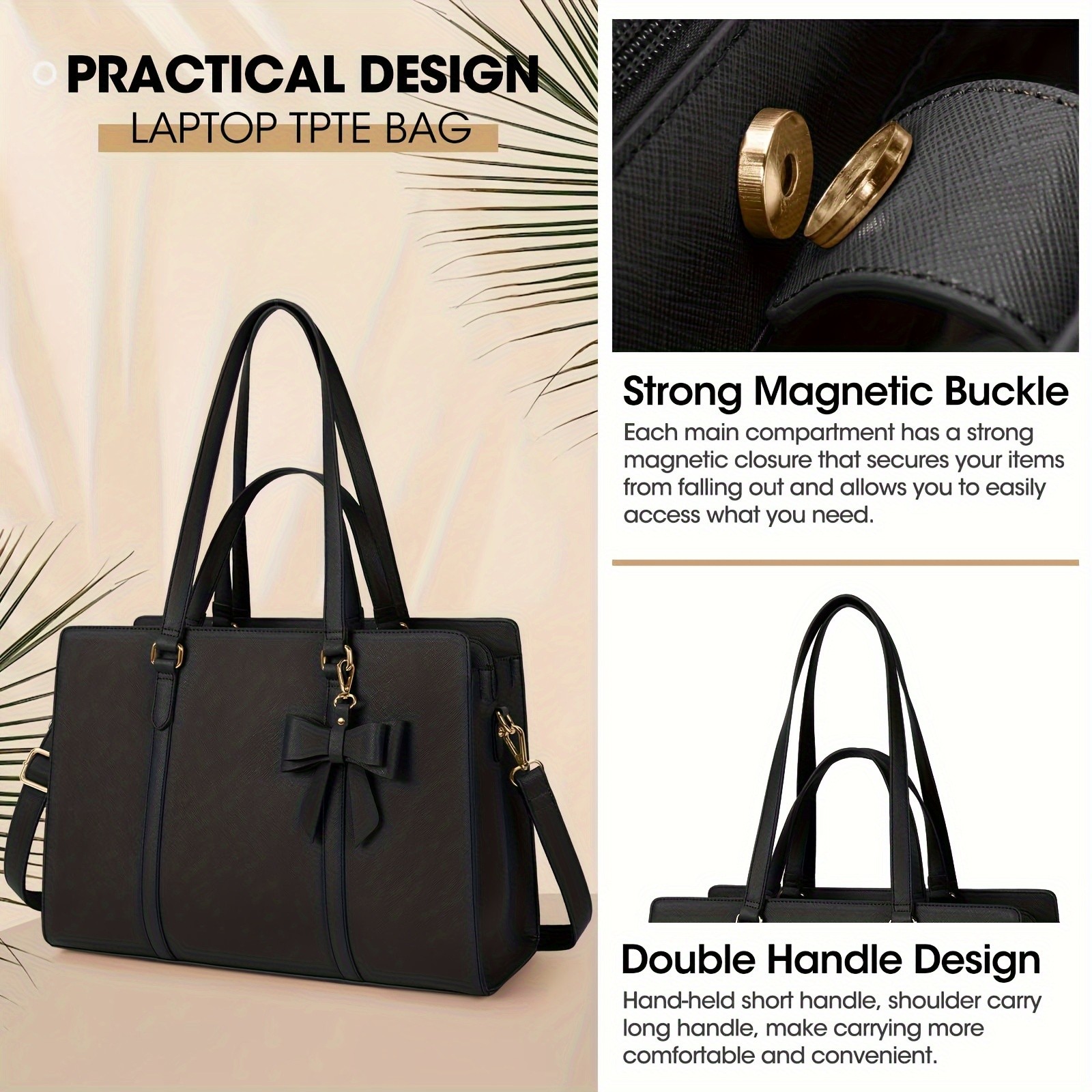 NEWHEY Elegant Black Laptop Bag for Women Stylish, Professional, and Perfect for Business and Work