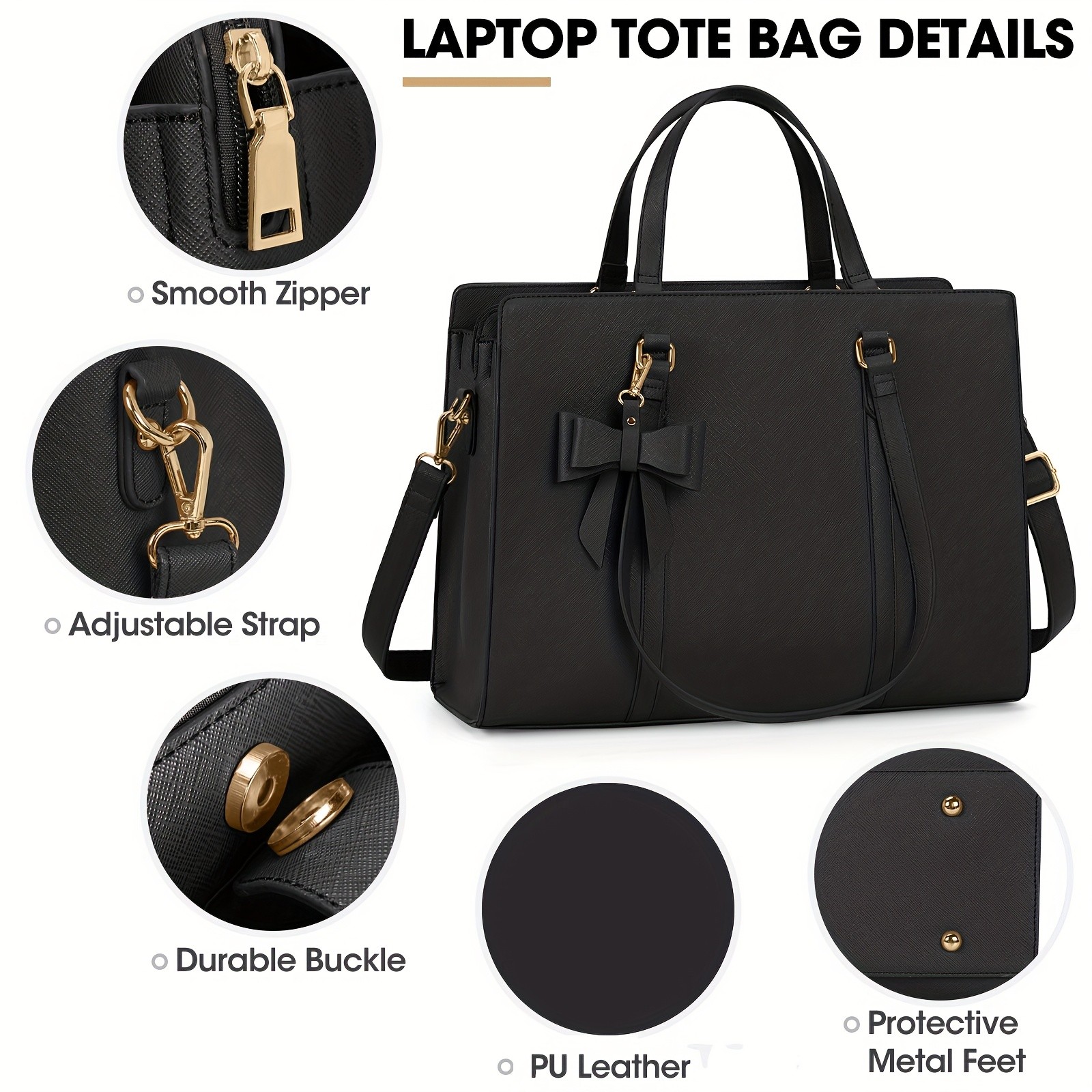 NEWHEY Elegant Black Laptop Bag for Women Stylish, Professional, and Perfect for Business and Work