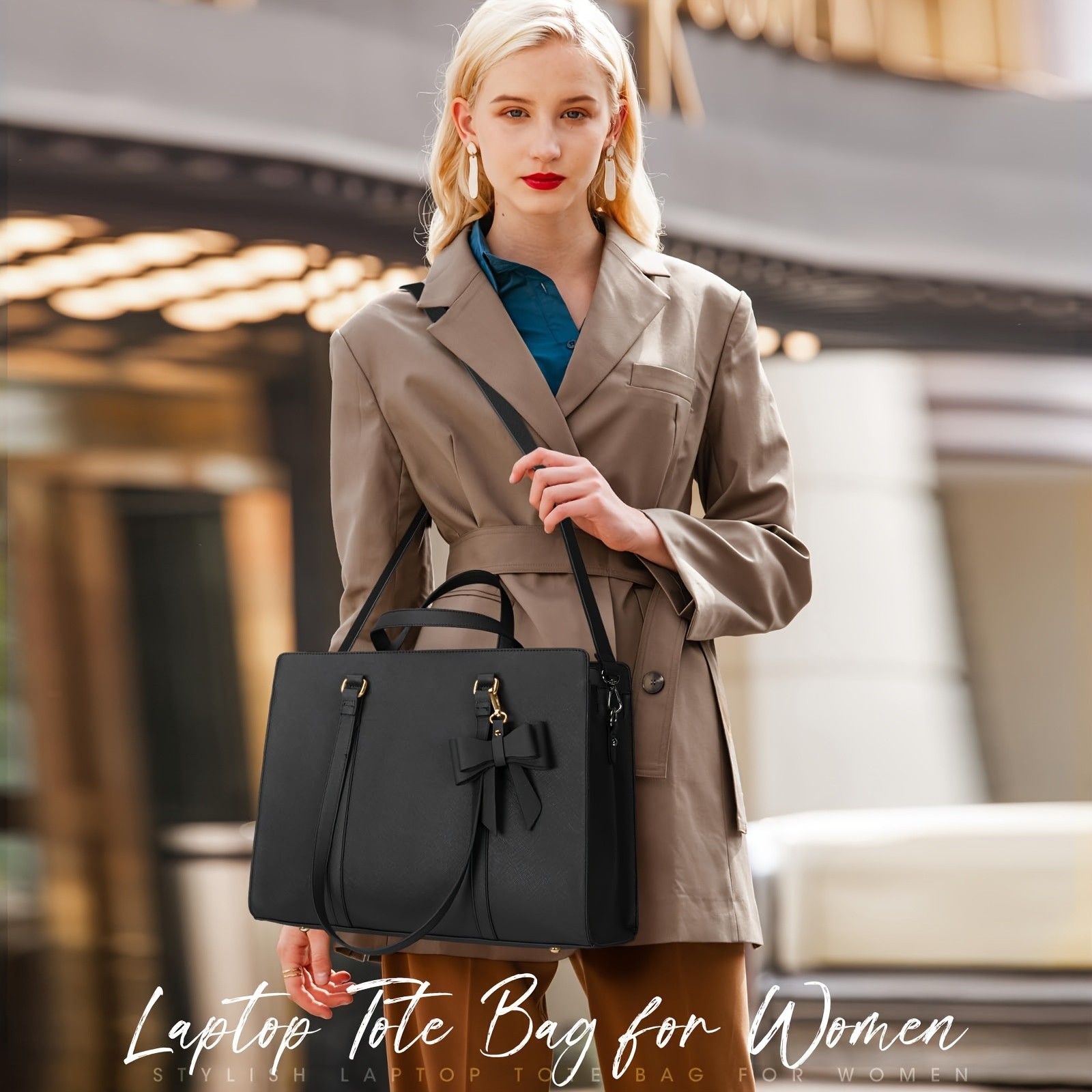 NEWHEY Elegant Black Laptop Bag for Women Stylish, Professional, and Perfect for Business and Work