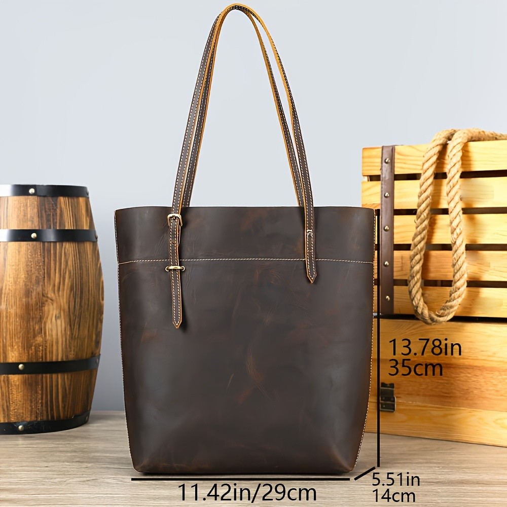 NIUCUNZH Viking-Inspired Retro Style Genuine Leather Tote Bag  Durable, Stylish, and Perfect for Commuting, Travel, and Everyday Use