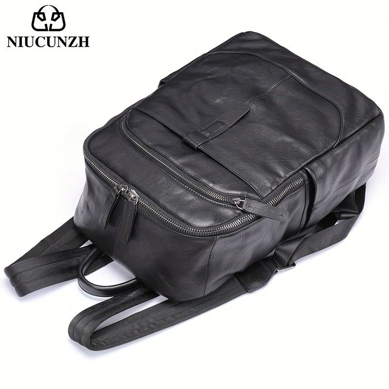 NIUCUNZH Mens Top Layer Cowhide Backpack Durable, Spacious, and Ideal for Travel and Commuting